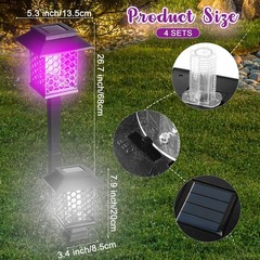 2PK Solar Bug Zapper 2-in-1 – Purple/White Light, Waterproof, Yard/Garden