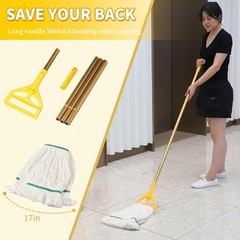 Bright Yellow 35-Quart Mop Bucket with Wringer & Mop – Ideal for Heavy-Duty Use