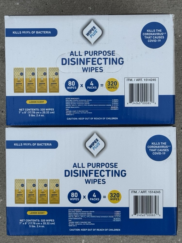 Two Boxes of All Purpose Disinfecting Wipes – 320 Wipes In Each Box – 640 Total