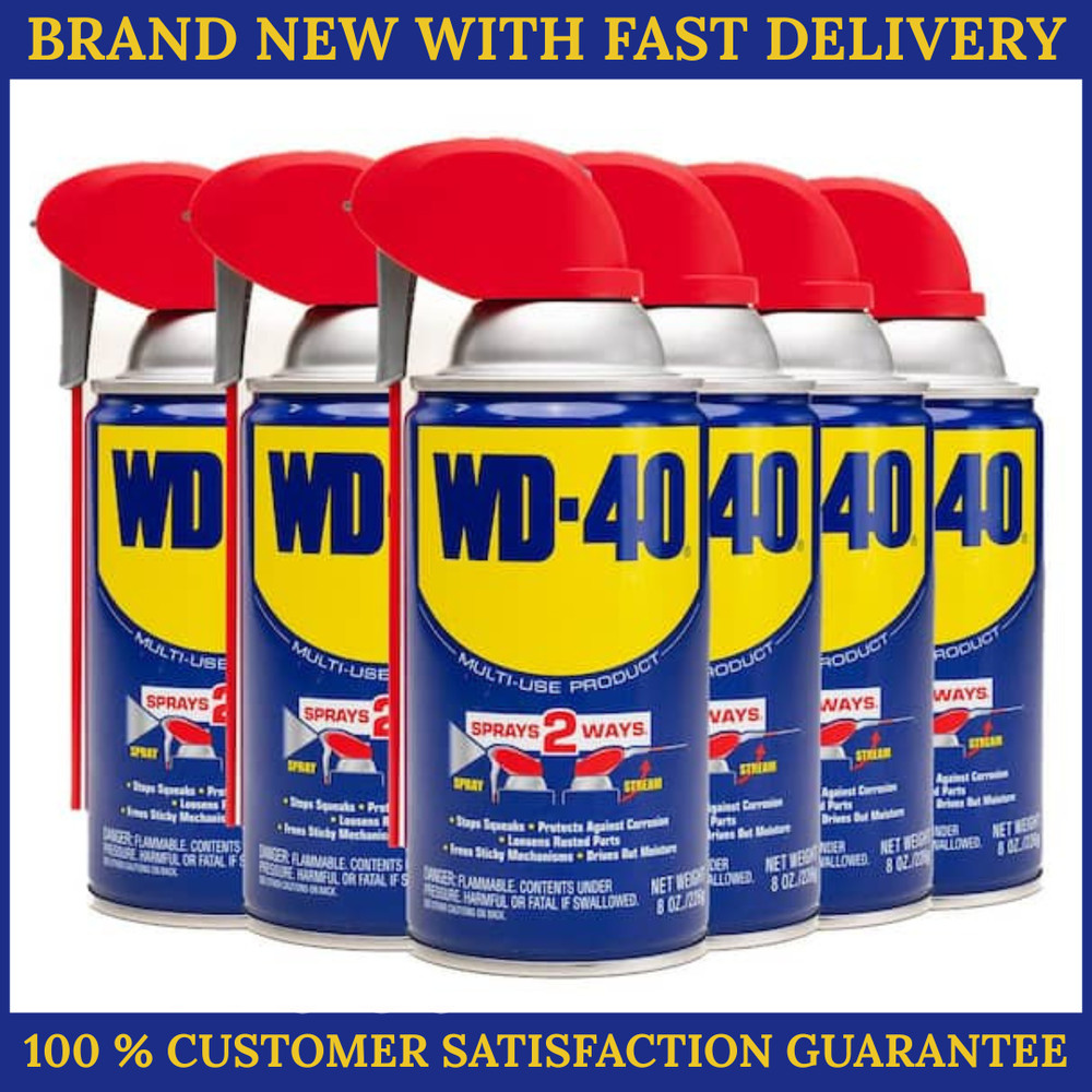 WD-40 Classic Formula, Multi-Purpose Lubricant Spray W/ Smart Straw 8 oz. 6 Pack