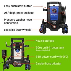 Westinghouse ePX3500 Electric Pressure Washer, 2500 Max PSI 1.76 Max GPM with…