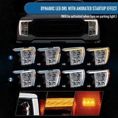 2021-2023 Ford F150 LED Quad Proj Headlights Animated Switchback Seq Turn Pair