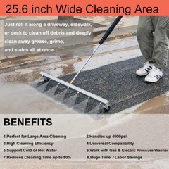 25.6″ Pressure Power Washer Surface Cleaner Undercarriage Water Broom 4000PSI