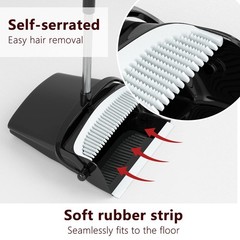 Broom with Dustpan Combo Set 54” Long Handle Household Large, Black and Grey
