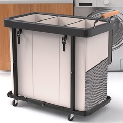 230L (60 Gal) Extra Large Fashion Laundry Sorter 3 Section with Lid, Rolling …