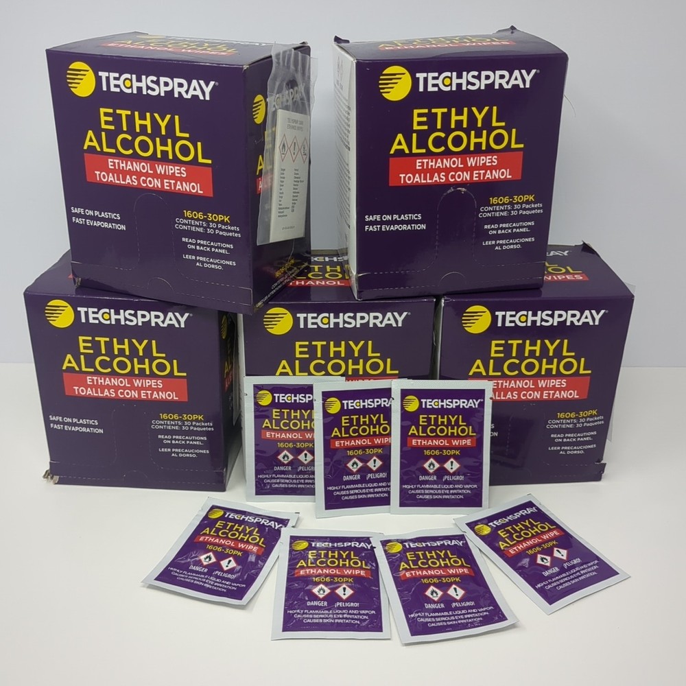 Techspray Ethyl Alcohol Cleaning Wipes 1606-30PK Large lot