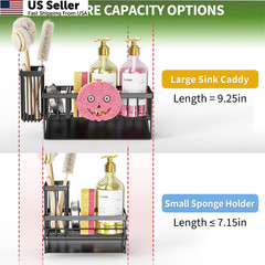 Sponge Holder for Kitchen Sink, Smiley Face Sink 1, Slanted Board – Black
