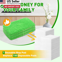 8Pcs Reusable Microfiber Mop Pads Swiffer Compatible Washable Wet Dry FROM USA