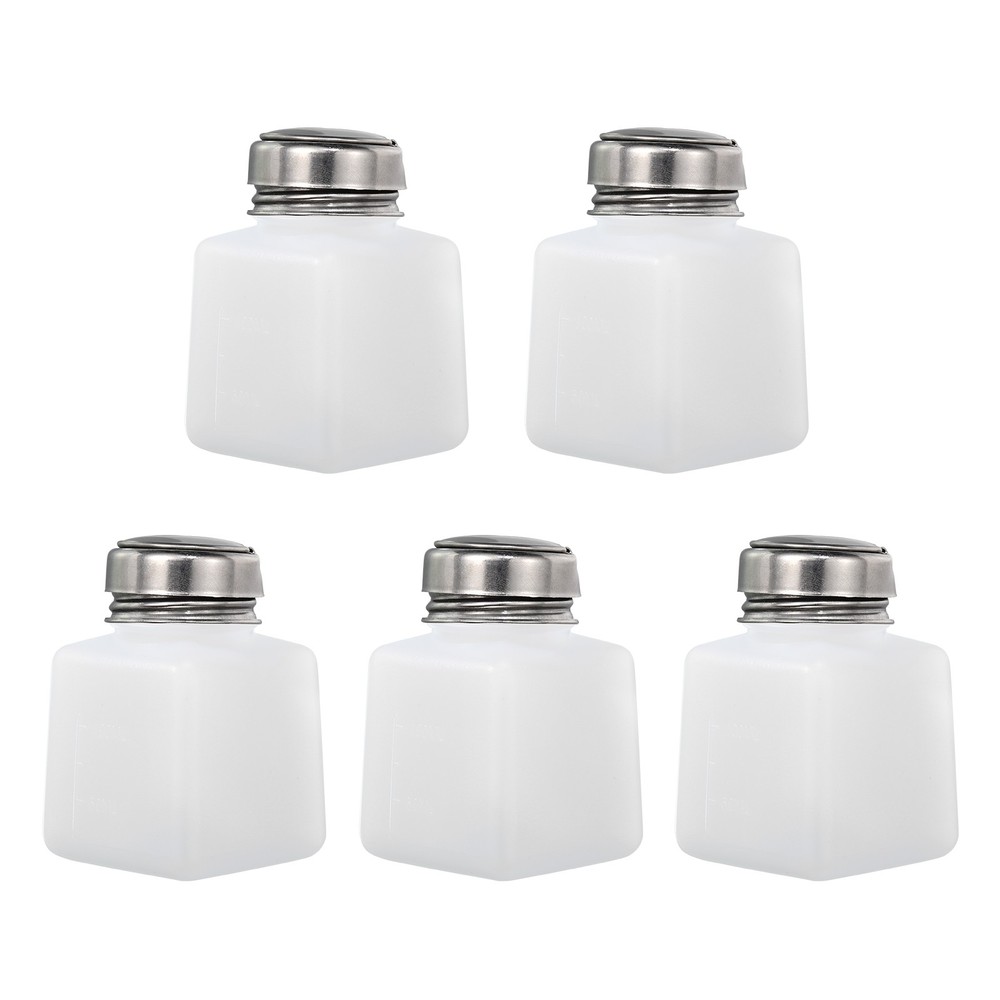 5 x 3.4 Oz/100ml Alcohol Push Down Pump Dispenser Bottle Press White