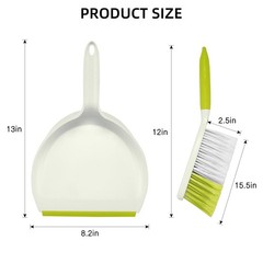 NACENA Dust Pan and Brush Set, Large Hand Broom Dustpan Yellow & Green
