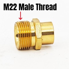 1 Piece M14 Female to M22 Male Threaded Hose Connector Brass 1.1 in, Yellow