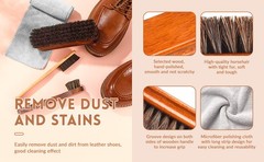 4 Pcs Horsehair Shine Shoes Brush Kit Polish Dauber Applicators Cleaning Leather