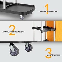 Commercial Cleaning Janitorial 3 Shelf Cart with Yellow Bag and Cover Black