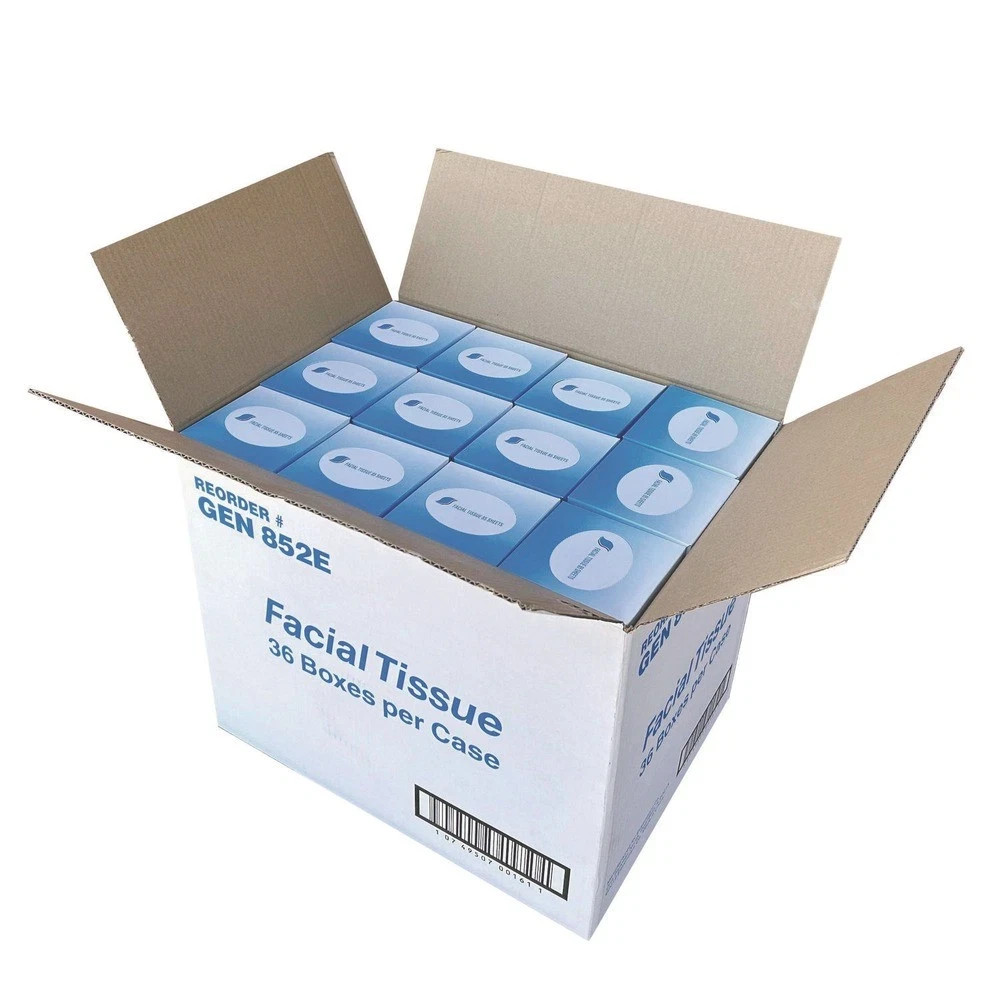 GEN 852E Facial Tissue Cube Box, 2-Ply, White, 85-Sheets/Box, 36 Boxes/Carton
