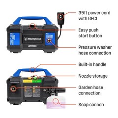 Westinghouse ePX3100v Electric Pressure Washer, 2100 Max PSI 1.76 Max GPM, Bu…
