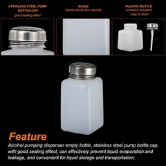 5 Pcs White 200ml Alcohol Push Down Pump Dispenser Bottle Press
