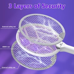 Gooqand Bug Zapper Racket 2 In 1 Mode Electric Fly Swatter Usb Rechargeable