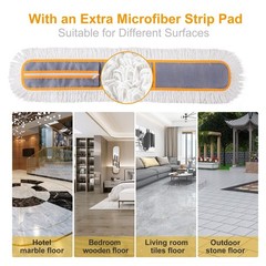 CLEANHOME 36″ Commercial Dust Mops for Floor Cleaning Heavy x 59″, Gray