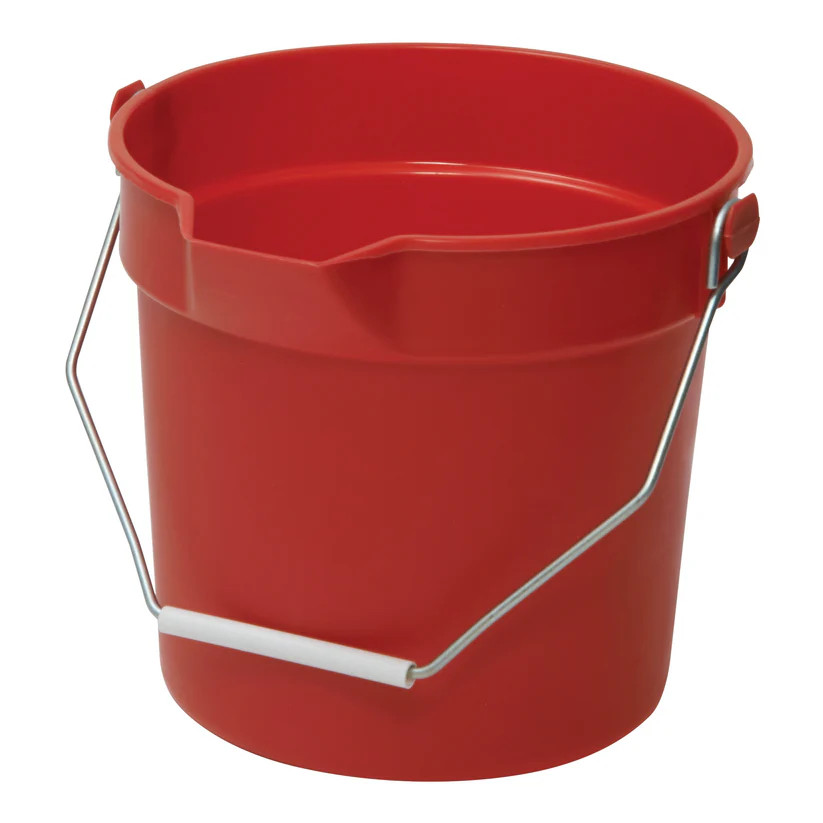 Cleaning Utility Pail Pour Spout Molded Graduations Polyethylene Red 14 Quart