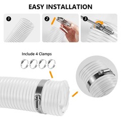2-1/2″ x 10 ft Clear PVC Dust Collection 2.5 Inch × 10 Feet, transparent