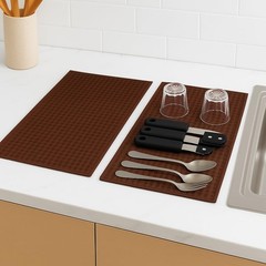 2-Pack Microfiber Dish Drying Mats by Dependable Industries 20″x15″, Brown