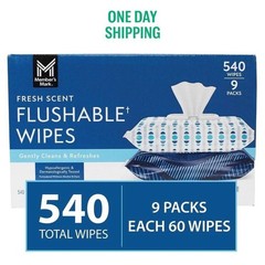 Member’s Mark Flushable Wipes, Fresh Scent, 540 ct.