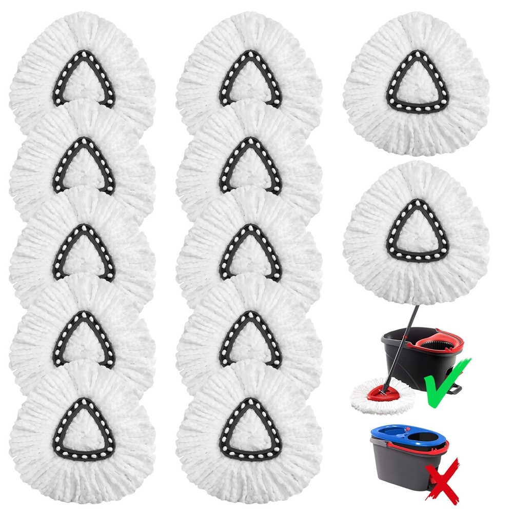12 Pack Microfiber mop Head Replacements, 12 Count (Pack of 1), White 12