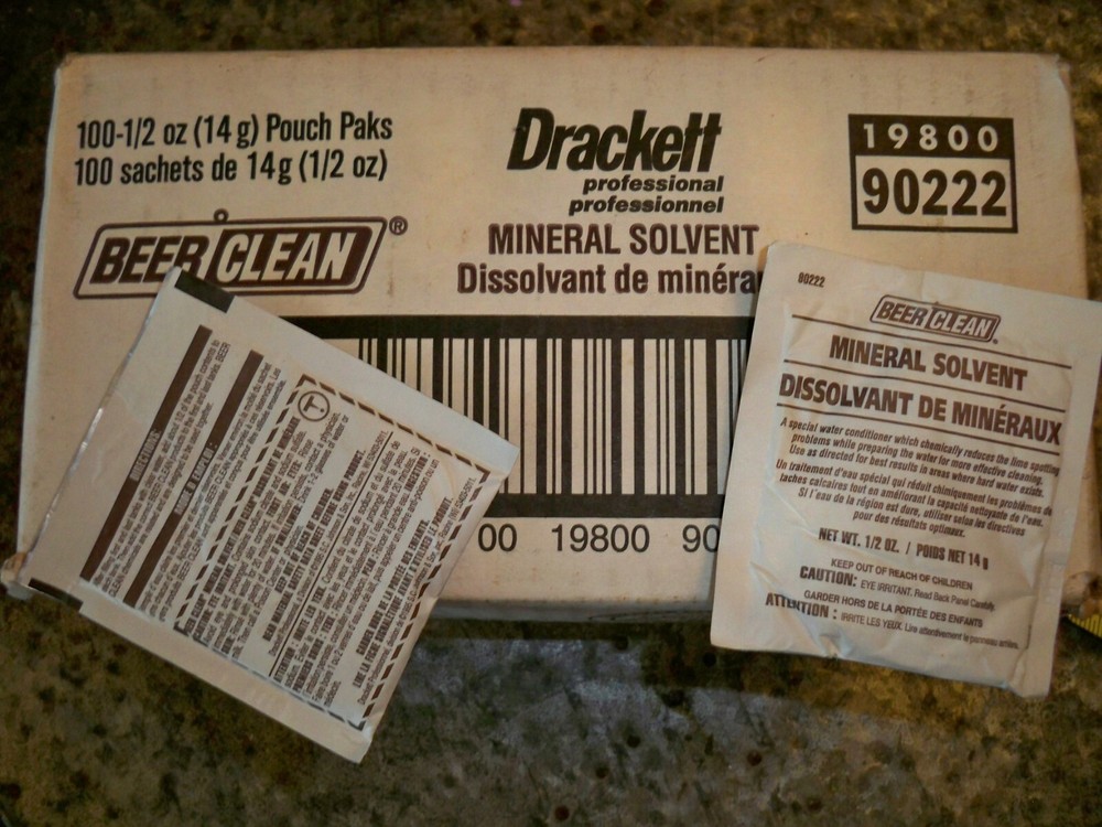 Drackett Professional Beer Clean Glass Cleaner Mineral Solvent 100 Pouch Pack
