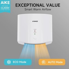 Aike AK2630 Air Wiper Hand Dryer White Compact 110V 1400 Watts with 2 Pin Plug