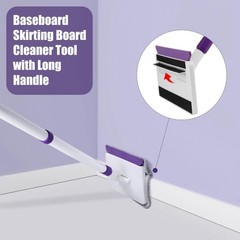 Baseboard Cleaner Tool with Handle, 60″ Extendable Long Handle Purple, White