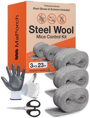 MaPorch Steel Wool Mouse Hole Filler – 3 Pack, 3.2 in x 7.5 ft – Metal Mesh …