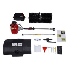 Gas Power Handheld Sweeper Broom Driveway Turf Artificial Grass Snow Clean 52CC