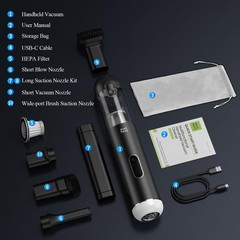 Minthouz Car Vacuum Portable Cordless – 20000PA High Power Handheld Vacuum wi…