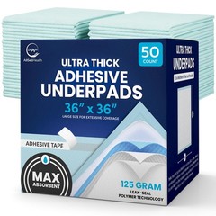 50 Pack Adhesive Disposable Bed Pads for 50 Pk 36″ x 36″, Blue