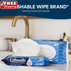 Cottonelle Fresh Feel Flushable Wet Wipes, Adult Wet Wipes, 16 Flip-Top Packs, 4