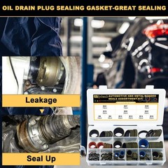 Siptenk 245 PCS Sealing Washers Oil Drain Plug Gasket Metal NBR 245PCS-Zinc