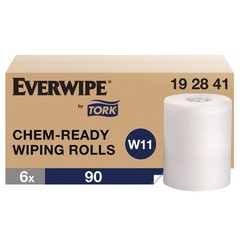 Tork 192841 1-Ply 12 x 12 Chem-Ready Wiping Rolls – White (6/Carton) New