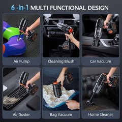 ZARIMI Car Vacuum Cordless 50000Pa, 2 Batteries, 6-in-1 Handheld Dust Buster