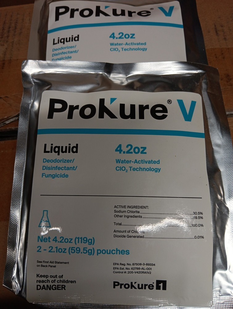 Prokure V Liquid 4.2 oz 119g Packet Disinfectant Deodorizer Fungicide (2) Packs