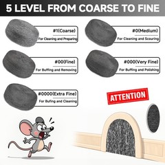 Steel Wool Mice Control, 65FT1.1LB#0000 Steel Wool, Keep Mouse Away from Hole…