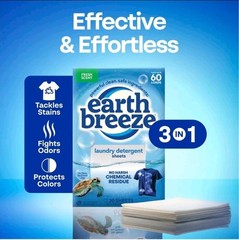 Earth Breeze Laundry Detergent Sheets Fresh, River Rain, Calming Lavender 180