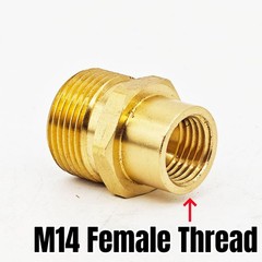 1 Piece M14 Female to M22 Male Threaded Hose Connector Brass 1.1 in, Yellow