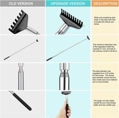 2 Pack Oversized Portable Extendable Back Scratcher, 3 Piece Set, Black 2