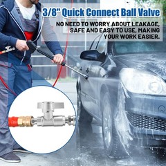 TasuoX Ball Valve Pressure Washer, 3/8″ Quick Connect 3/8 inches, Silver