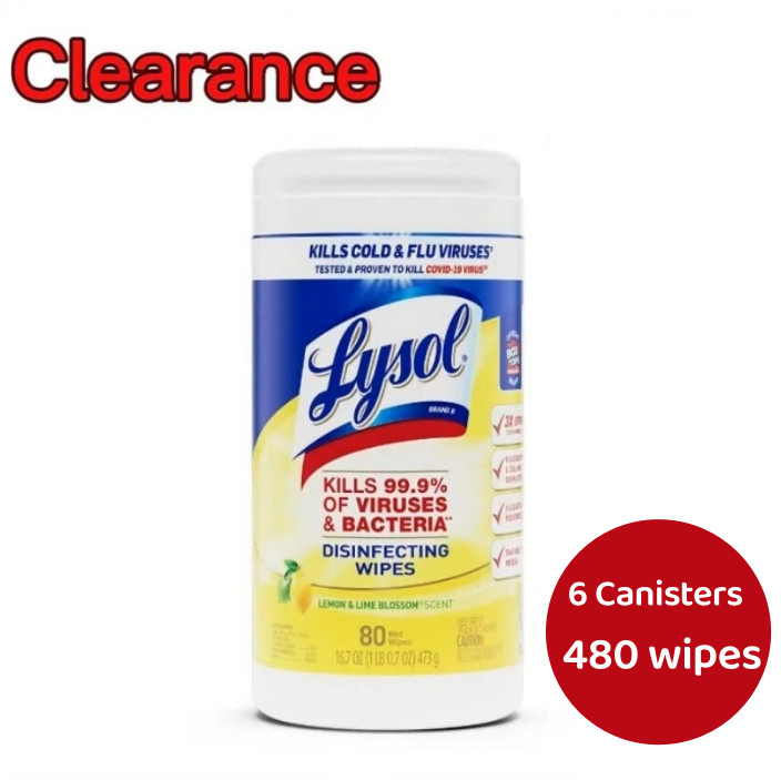Lysol Disinfecting Wipes Lemon Lime Blossom 480 Ct , 80 pk/ea (Case of 6)
