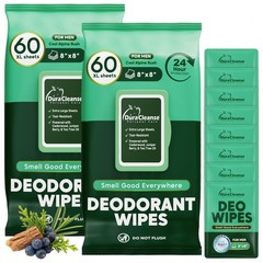 XL Deodorant Wipes for Men – 60 Ct. + 4 Travel 64 Count (Pack of 1), White