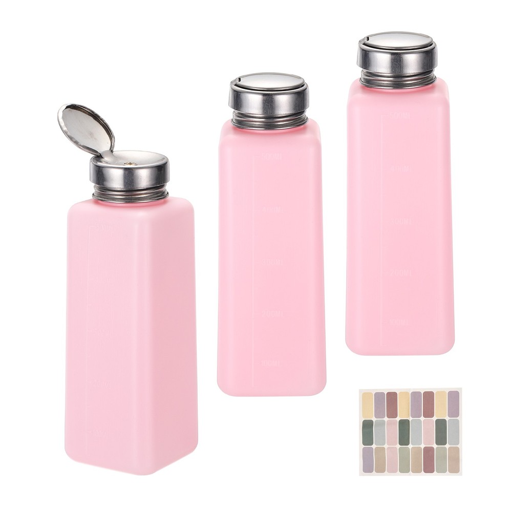 3pcs 500ml/16.9oz Alcohol Dispenser for Acetone Cleanser, Pink