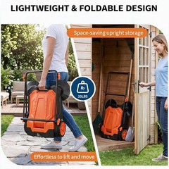 25.6″ Manual Push Floor Sweeper, Walk-Behind Hand Push Sweeper w/ 5-Gallon Bin