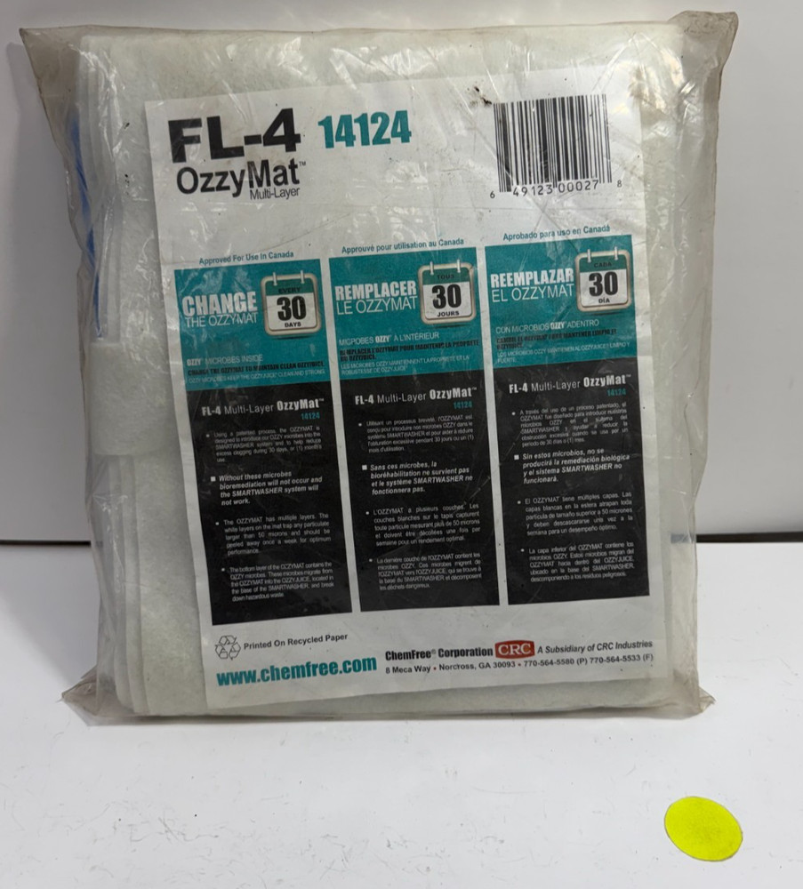 SMARTWASHER™ FL-4 OZZYMAT MULTI LAYER FLUID ACTIVE MAT QT:5