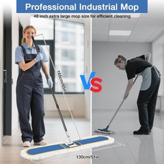 48″ Commercial Industrial Dust Mop for Floor Cleaning, Large 48 Inch, Blue